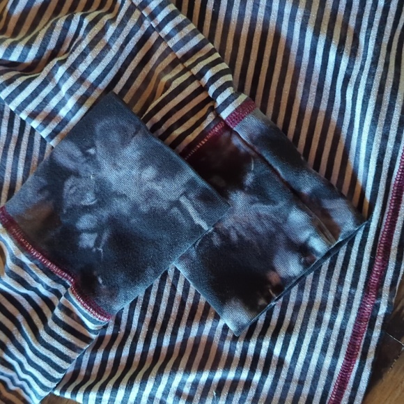 Prana Zoe Long Raglan Sleeve Scoop Neck Top. Stripes/Cloud Trim. Sz L. - Picture 3 of 11